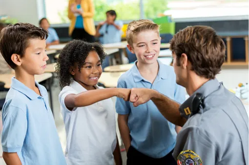 Security Guard with Kids